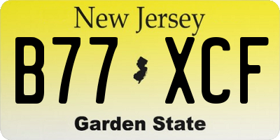 NJ license plate B77XCF