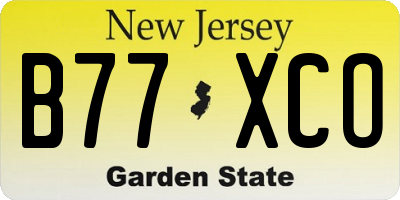 NJ license plate B77XCO