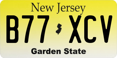 NJ license plate B77XCV