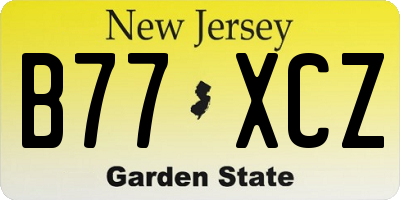 NJ license plate B77XCZ
