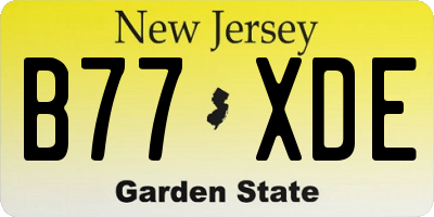 NJ license plate B77XDE