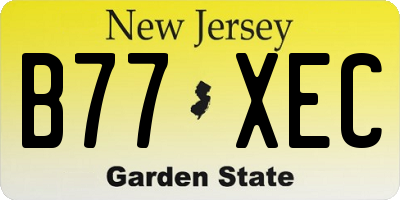 NJ license plate B77XEC