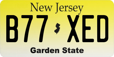 NJ license plate B77XED