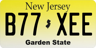 NJ license plate B77XEE