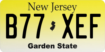 NJ license plate B77XEF