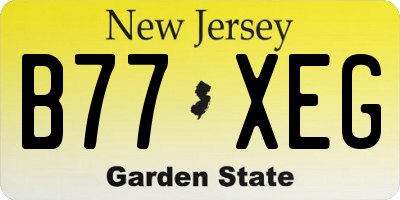 NJ license plate B77XEG