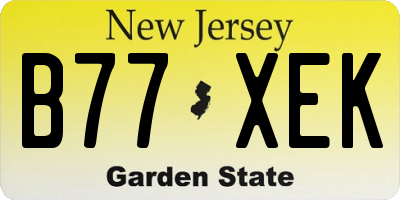 NJ license plate B77XEK