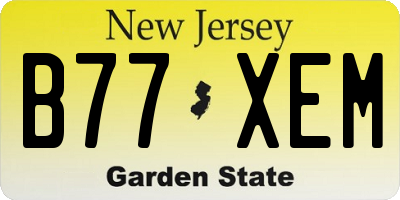 NJ license plate B77XEM