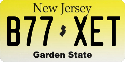 NJ license plate B77XET