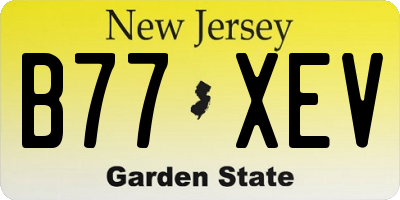 NJ license plate B77XEV