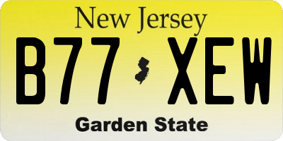 NJ license plate B77XEW