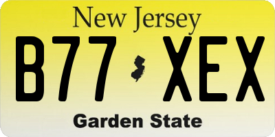 NJ license plate B77XEX