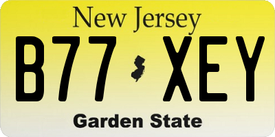 NJ license plate B77XEY