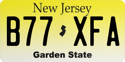 NJ license plate B77XFA
