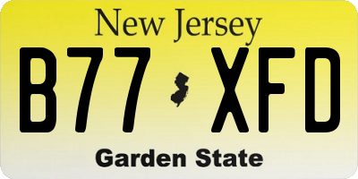NJ license plate B77XFD