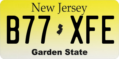 NJ license plate B77XFE
