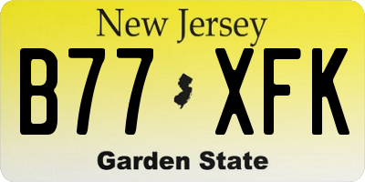 NJ license plate B77XFK