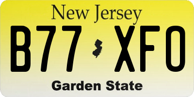 NJ license plate B77XFO