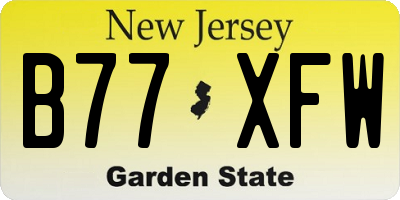NJ license plate B77XFW