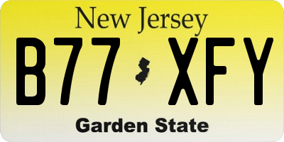 NJ license plate B77XFY