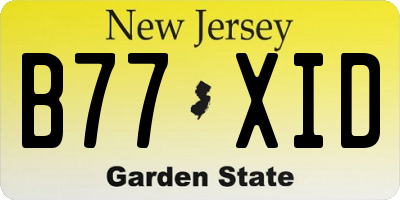 NJ license plate B77XID