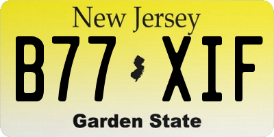 NJ license plate B77XIF