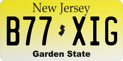 NJ license plate B77XIG