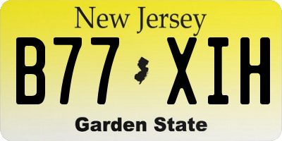 NJ license plate B77XIH