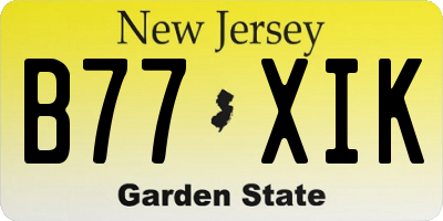 NJ license plate B77XIK