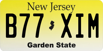 NJ license plate B77XIM