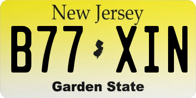 NJ license plate B77XIN