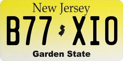 NJ license plate B77XIO