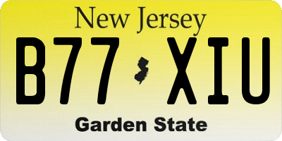 NJ license plate B77XIU