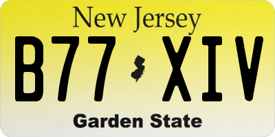 NJ license plate B77XIV