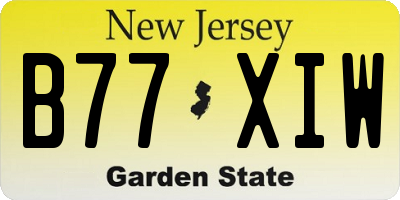 NJ license plate B77XIW