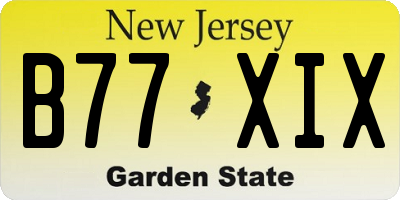 NJ license plate B77XIX