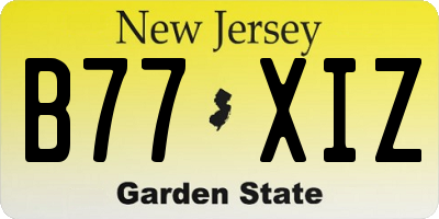 NJ license plate B77XIZ