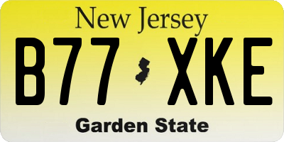 NJ license plate B77XKE