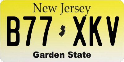 NJ license plate B77XKV