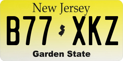 NJ license plate B77XKZ