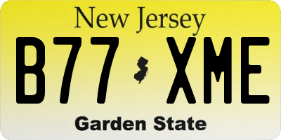 NJ license plate B77XME
