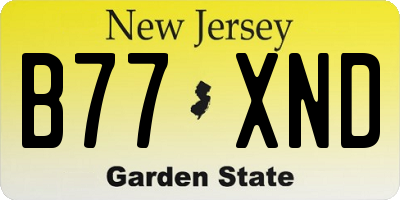 NJ license plate B77XND