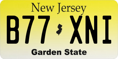NJ license plate B77XNI