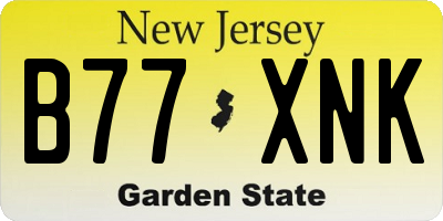 NJ license plate B77XNK