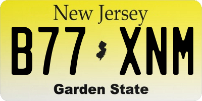 NJ license plate B77XNM