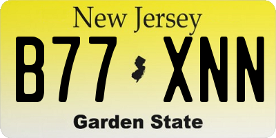 NJ license plate B77XNN