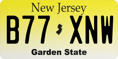 NJ license plate B77XNW