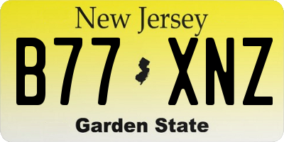 NJ license plate B77XNZ