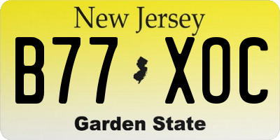 NJ license plate B77XOC