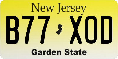 NJ license plate B77XOD